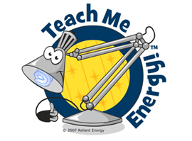 Reliant Energy kids logo showing the lamp character giving the thumbs up.