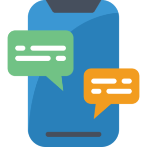 Icon of a phone screen with two speech bubbles 