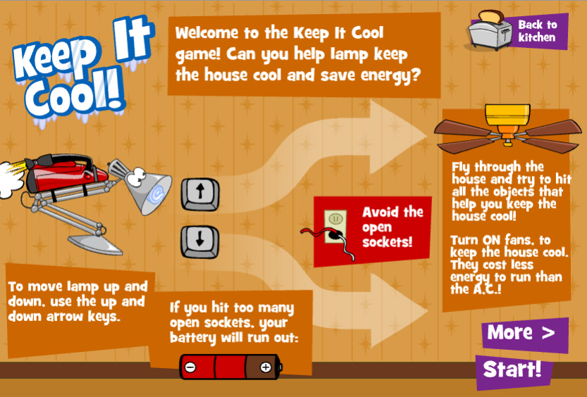 Screenshot of the Reliant Energy game, instructions screen. 